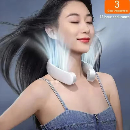 Ventilador de Cuello Portátil Sin Aspas | Refrigeración Inteligente 360° para Verano, Ejercicio y Trabajo+ Envío GRATIS