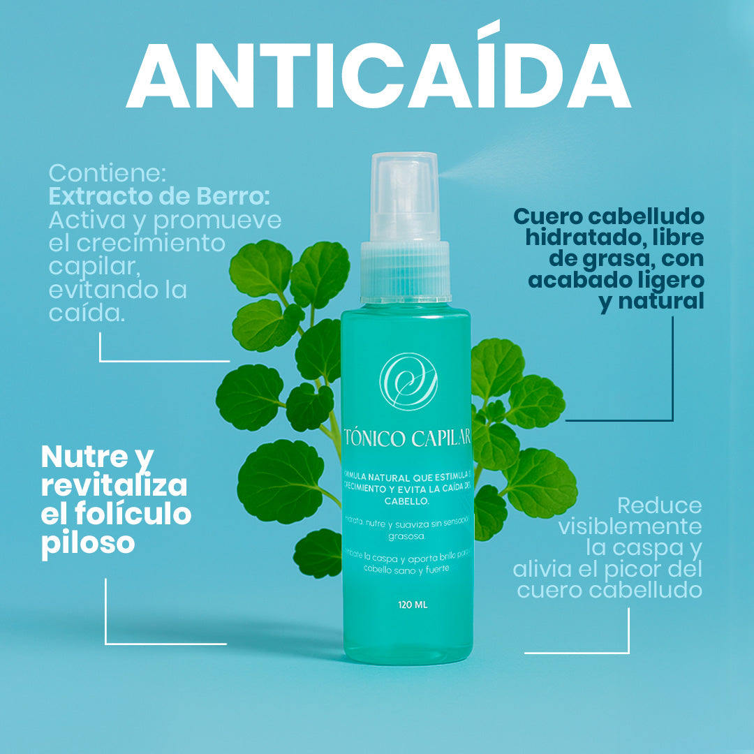 Tónico Capilar Anticaída y Anticaspa Natural SECRETOS | Crecimiento Rápido sin Grasitud