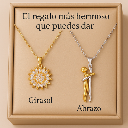 COMBO Collar Abrazo Infinito™ y Girasol Giratorio – Regalo Emotivo y Significativo | Envío en Guatemala