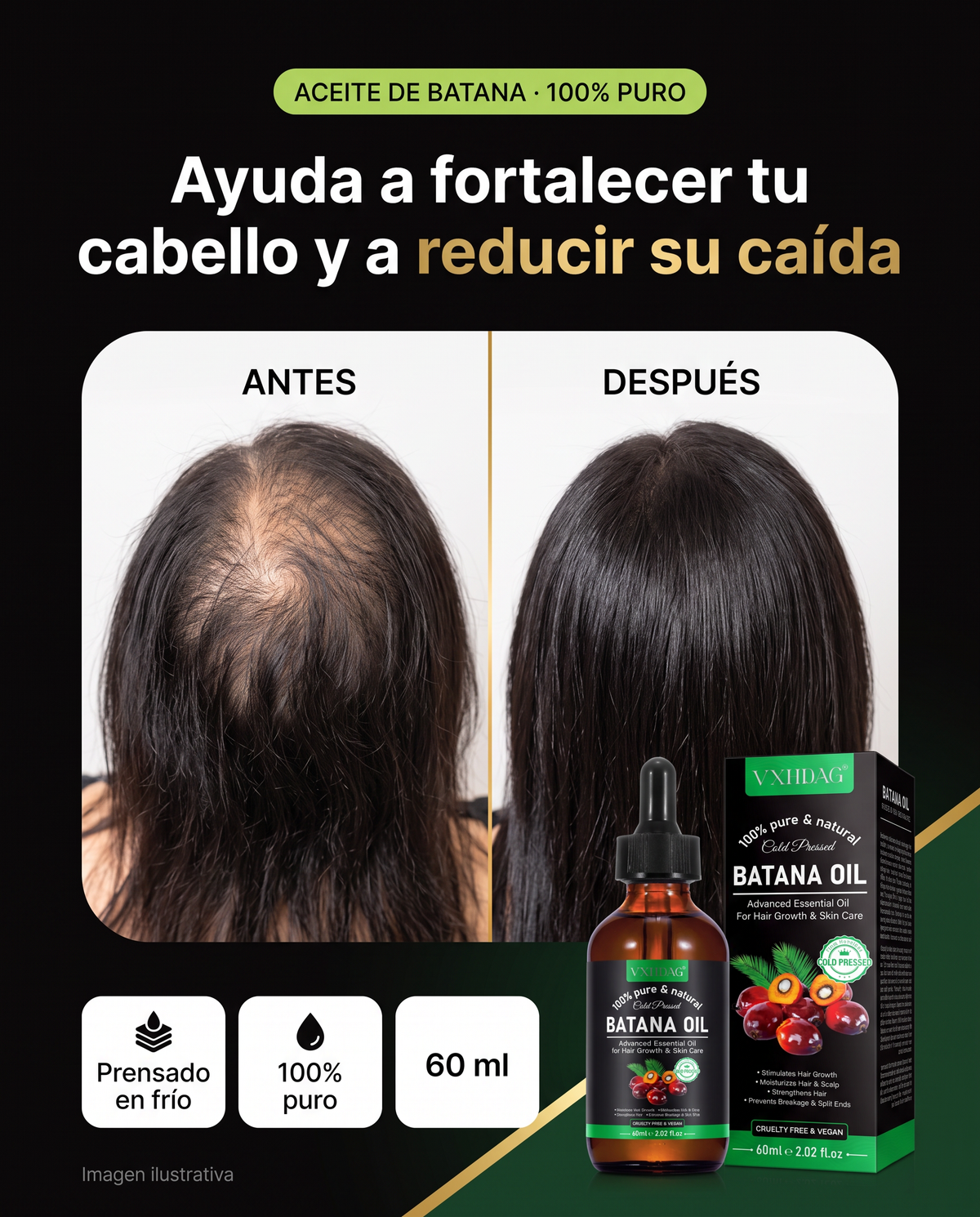 Aceite de Batana antes y después