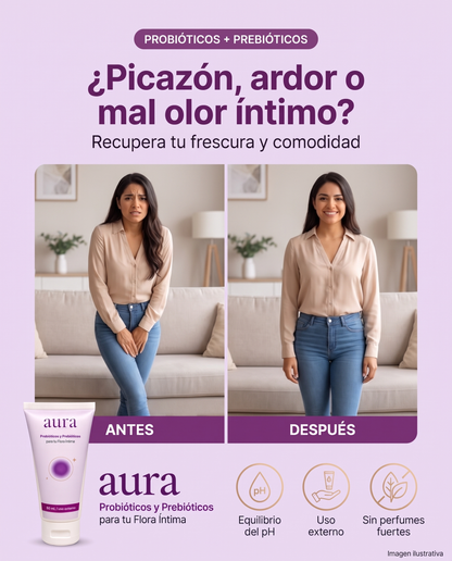 aura, crema íntima con probióticos y prebióticos