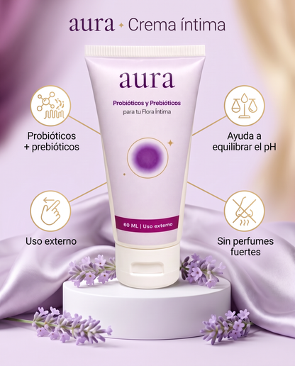 aura, crema íntima con probióticos y prebióticos