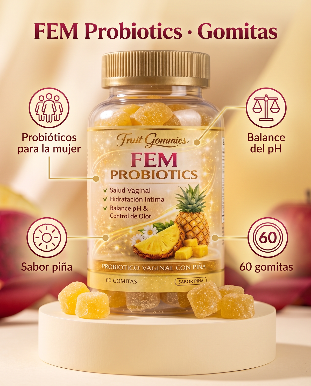 FEM Probiotics, gomitas probióticas para la mujer