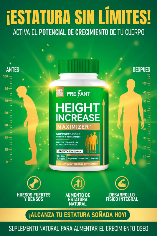 Aumenta Tu Estatura de Forma Natural | Height Increase Supplement PRE FANT para Crecimiento Óseo