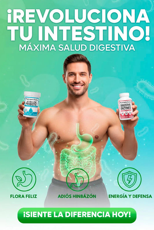 Dúo Digestivo 60 Billion Probiotic + Digestive Enzymes | Mejora Digestión, Desinflama y Equilibra tu Intestino