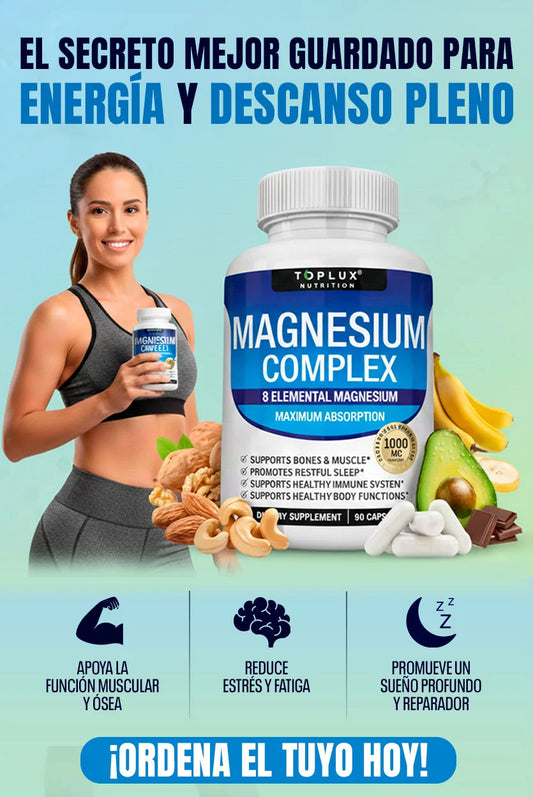 Magnesium Complex 1000 mg | 8 Tipos de Magnesio para Sueño, Estrés y Dolor Muscular